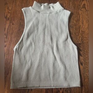 Zara Ribbed Knit Turtleneck TankTop in Sage Green